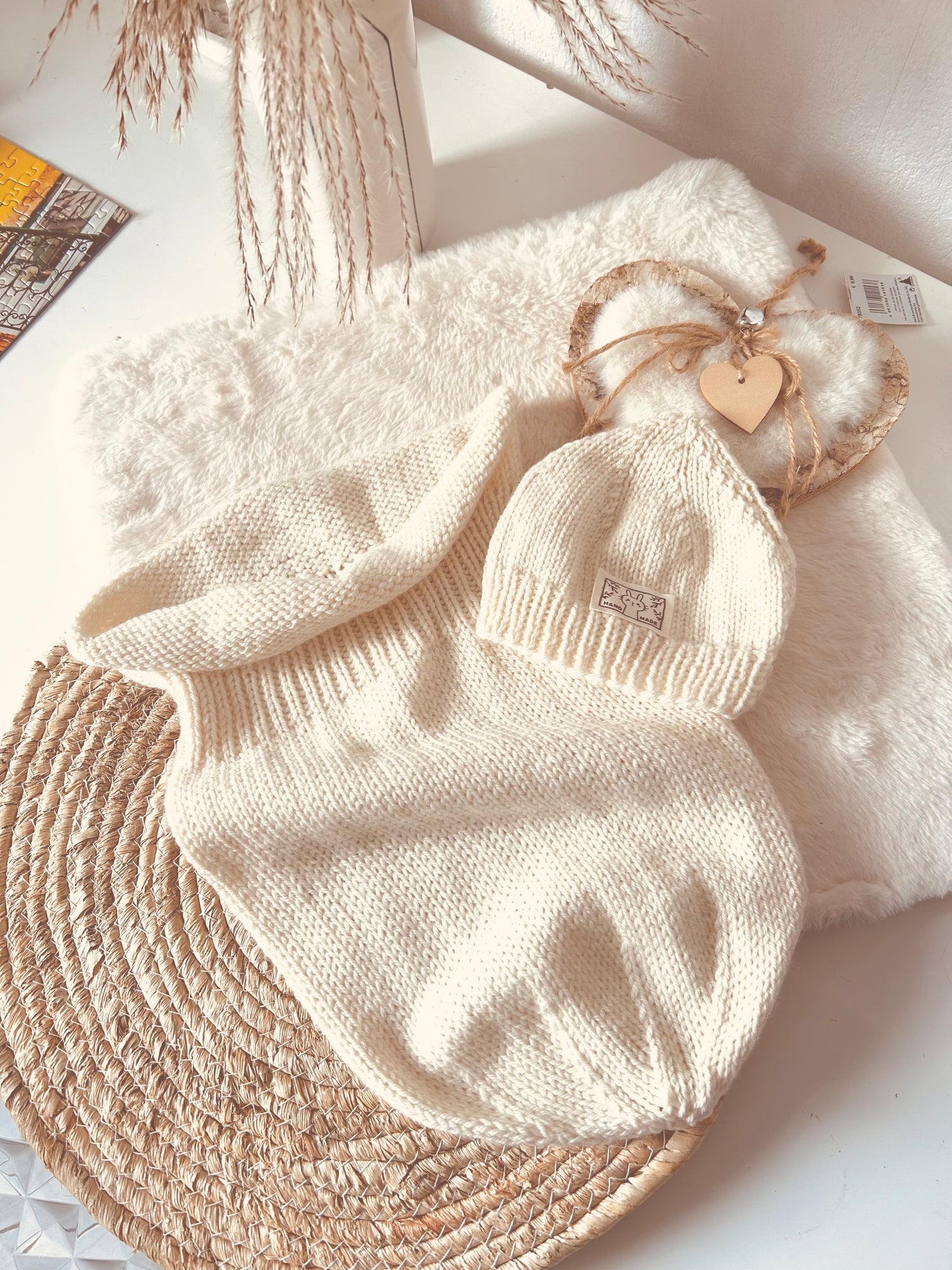 Cocon de naissance et son bonnet - Laine mérinos