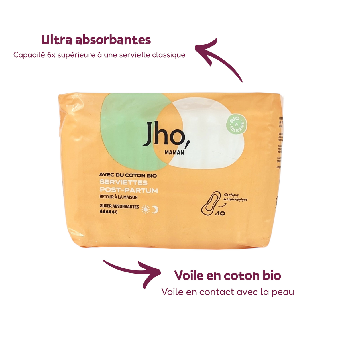 Serviettes post-partum bio – Pack de 10