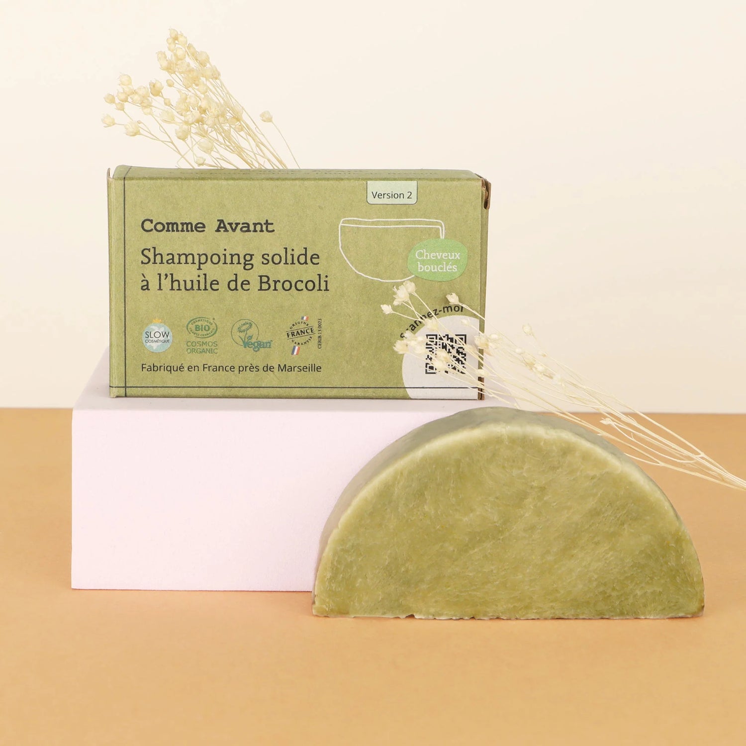 Shampoing solide à l'huile de brocoli - cheveux bouclés / abîmés